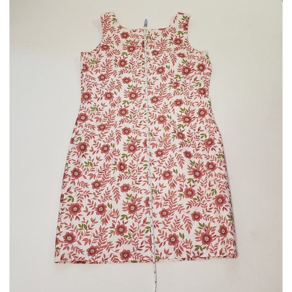 Charter Club Sheath Dress Women's Size 10 Cotton Pink Poppy Floral Zipper VTG - Picture 9 of 16